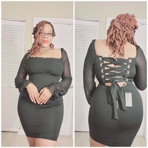 Elegant Mesh Sleeve Black Dress